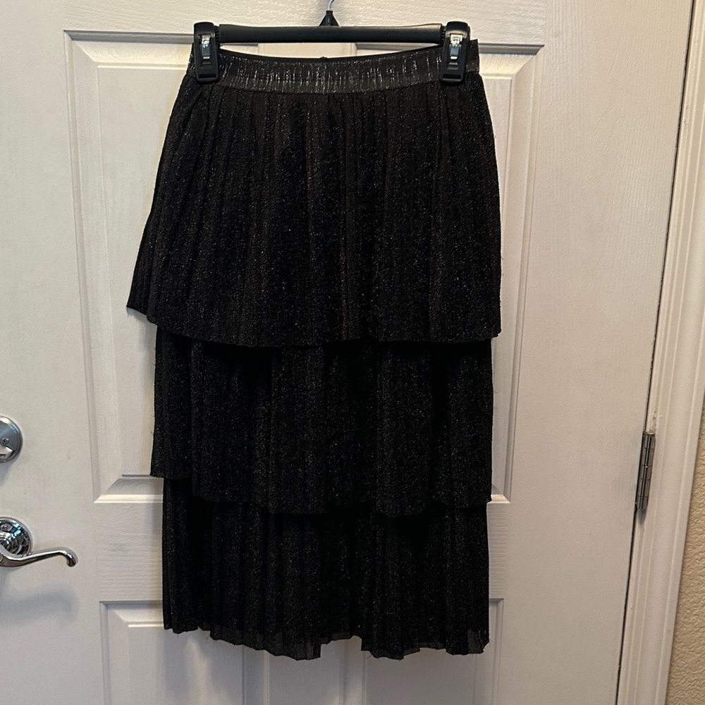 Zara Black Sparkle Tiered Skirt